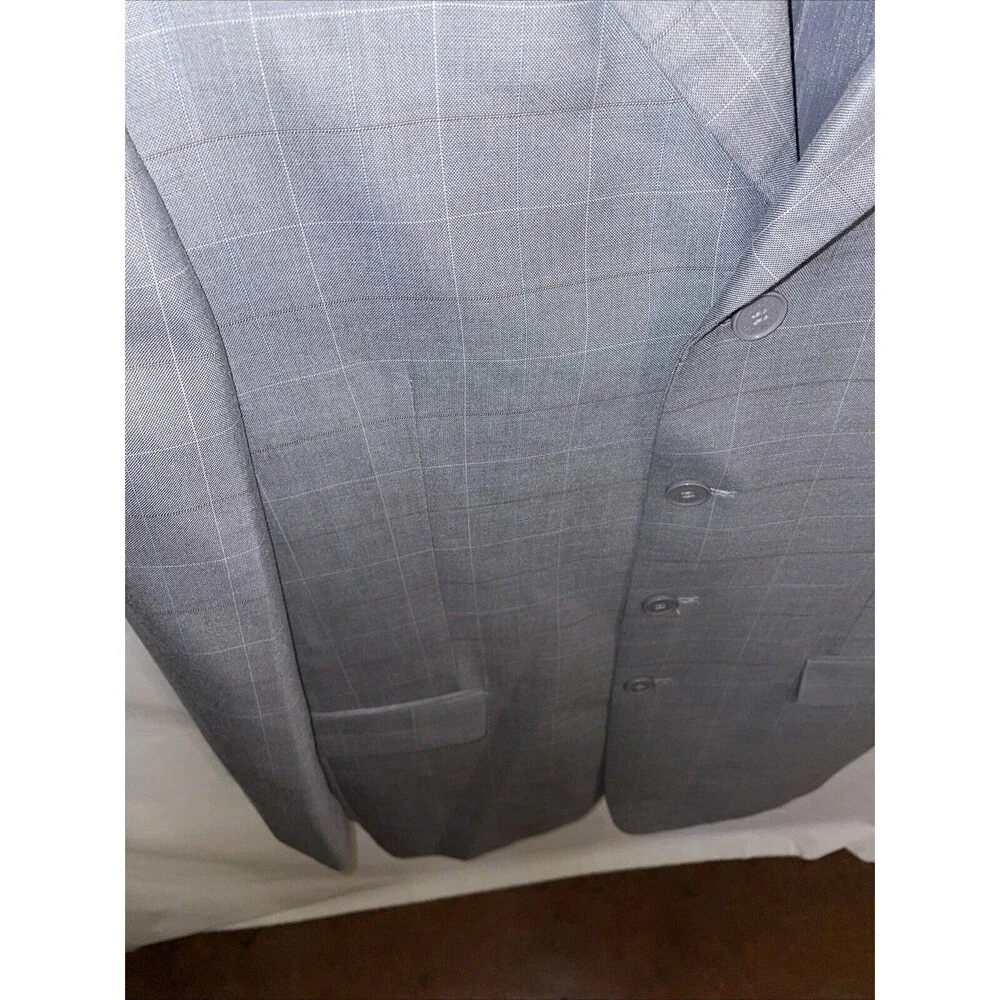Vittorio St. Angelo Men’s Suit Jacket Size 42L Gray Business Formal Windowpane
